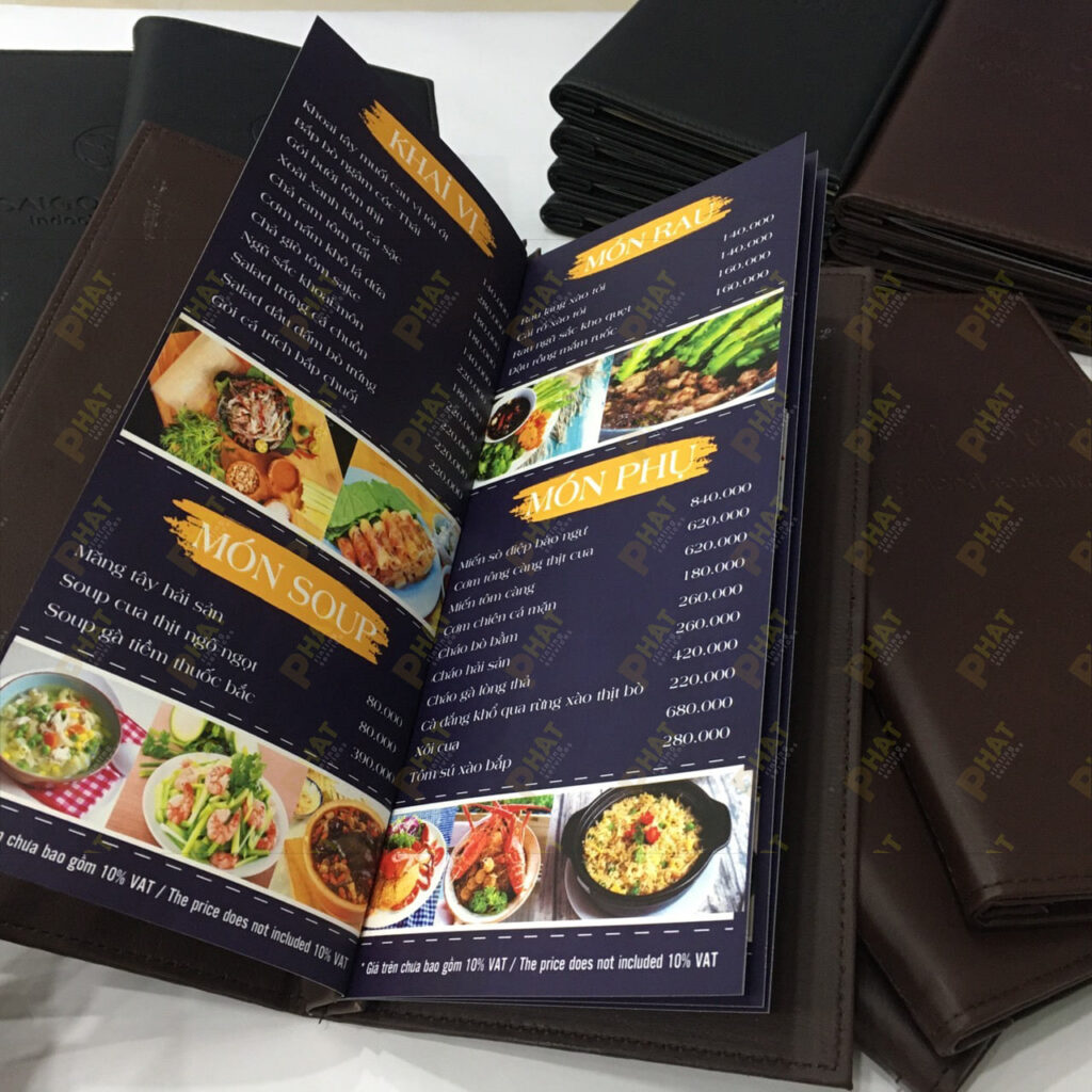 In Menu Bìa Da 2 In Menu Bìa Da cao cấp tại Nhà in Phát