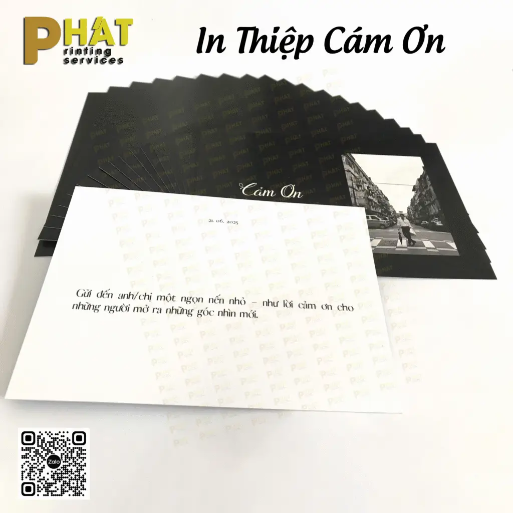 Dịch vụ in nhanh quận Phú Nhuận 2 in thiệp cảm ơn tại Nhà in Phát In Nhanh Quận Phú Nhuận